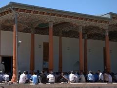 Friday prayer's at Istaravshan's main mosque, Hazrat-i Shoh
