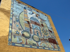 Mosaics on a wall leading to Hazrat-i Shoh Mosque; Istaravshan