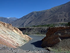 A river runs through it. The road linking Ayni to Penjikent runs parallel to the Zeravshan River