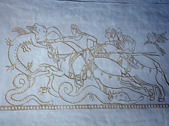 Relief on the wall of the Rudaki Museum, Penjikent