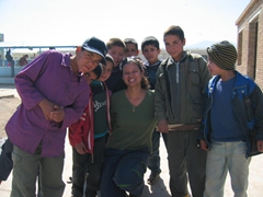 Becky with some boys from Allahuddin Orphanage
