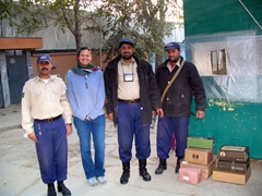 Becky with the Afghan security force; Camp Eggers