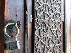 Intricate door on the Bolo Hauz Mosque; Bukhara