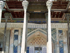 View of the main entrance to Bolo Hauz Mosque, Bukhara