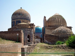 Another view of Shahr-i-Zindah Complex. It was after the Mongol sack of the city in the 13th Century that this site turned into a necropolis (Samarkand relocated from Afrasiyab hill to its current location)