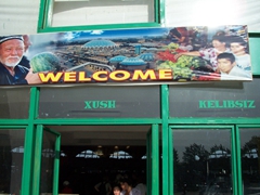 Welcome sign for the Chorsu Bazaar, Tashkent