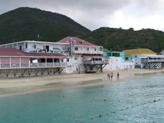 Houses are built right up on the beach in Grand Case