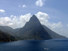 Another view of "The Pitons". These two volcanic plugs are a UNESCO World Heritage Site