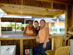Robby next to his two favorite bartenders on South Frigate Bay