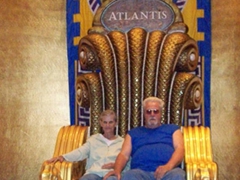 Laverne and Bill sitting on an Atlantis Resort Throne; Nassau