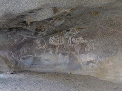 Arawak Indian drawings at Ayo Rock Formation. We were told the Indians would gather at Ayo Rock to forecast when thunderstorms would hit Aruba