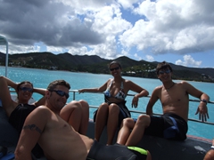 Franny, Robby, Becky & Luke soak up the sun before a two tank dive with Jolly Dive
