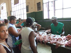 Meat section of Cuatros Caminos Mercado