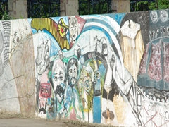 Mural painted along a wall next to the Prado