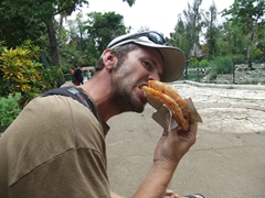 Robby devouring yummy (and cheap) pizza; Camaguey zoo