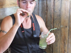 Aaaah! Pure bliss as Robby smokes a cigar and sips on his mojito in Vinales