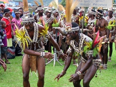 The Goroka crowd goes wild for this shell-adorned tribe