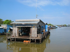 The people living here subsist mainly on fish from the Tonle Sap lake and river system