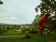 Scenic view from Shrimpz Langkawi, a restaurant serving fresh prawns and shrimp from a 300 acre prawn farm; Langkawi