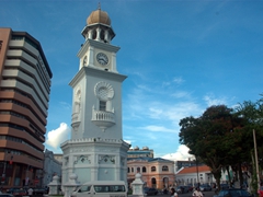Queen Victoria Memorial Clocktower at King Edward's Place is a moorish style clocktower that stands 61 feet tall, one foot for each year of Queen Victoria's reign; Penang