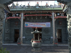 Courtyard view of Hainan Temple, built in 1866 by the Hainanese community in honor of the sea goddess "Ma Zu"; Penang
