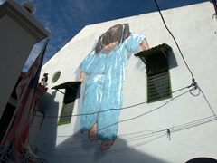 Interesting street art in Georgetown, Penang. This piece is known as "Little Girl in Blue"