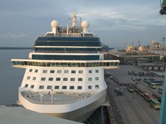 The Celebrity Solstice shared the pier with us at Port Klang, dwarfing our tiny Costa Victoria in the process