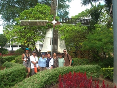 Family photo in front of the Dutch Windmill, a symbol of the Dutch occupation of Malacca