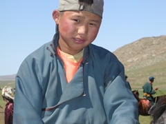 Portrait of a boy rider; regional Naadam festival