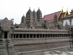 A sandstone model of Angkor Wat temple in Cambodia, which was a vassal state when King Rama IV commissioned this carving; Grand Palace