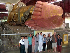 Standing in the shadow of the Chaukhtatgyi Paya Buddha