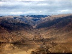 Views of the Tibetan mountain range on our flight to Lhasa