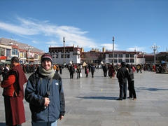 Robby strikes a pose in Jokhang Square