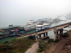 Wanxian dock where we rode a trolley to reach the top of the hill