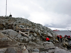 Landing zone at Port Lockroy, which was renovated and converted to a museum/post office in 1996. It is operated by the United Kingdom Antarctic Heritage Trust, and is one of Antarctica's most frequently visited destinations