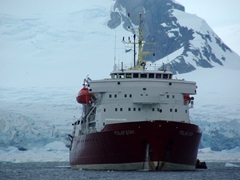 The Polar Star at anchor near Petermann Island