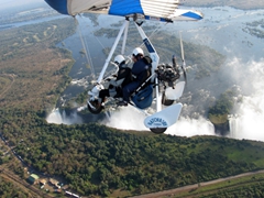 Robby loving the view of Victoria Falls from his microlight, Zambia
