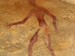 The detail on this male figurine was quite fine, with individual fingers visible; Jabbaren cave art
