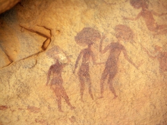 Round headed figurines in a dancing scene; Jabbaren
