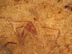 A hunter wearing a mask leads his horse; Jabbaren
