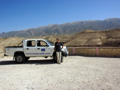 Becky with our Tanezrouft 4x4 at the Ghoufi Gorge
