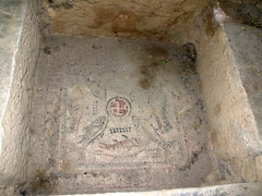 Mosaics lining the floor of the Baptistery; Christian Quarter of Djemila

