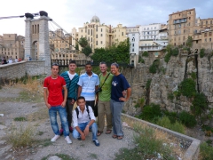 Group photo in front of Mellah Slimane bridge with some local guys that wanted to show us around their city; Constantine
