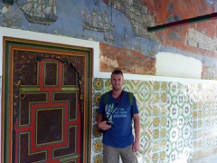 Robby admiring the original paintings inside the Palace of Achmed Bey; Constantine
