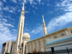 The Mosque of Amir Abdel Kader is one of the world's largest (capable of hosting 10,000 worshippers in the prayer hall) and is dominated by twin 107 m high minarets; Constantine
