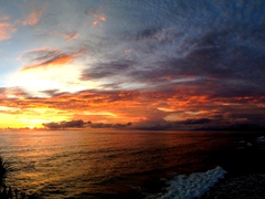 At 7 pm, we were rewarded with this lovely sunset; Tanah Lot