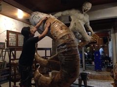 Creating "ogoh-ogoh", a demon statue for the Ngrupuk Parade to celebrate Nyepi (Balinese day of silence); Kuta