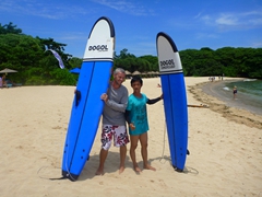 The boys getting ready to surf the afternoon away; Nusa Dua