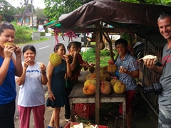 Durian munchers - we bought a whopping 35 durians which only lasted 4 days with our durian crazed family!
