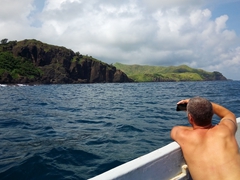 Robby taking photos of Nacula island shortly after our boat's engine died (thankfully on the return trip from the Sawa-i-Lau cave)